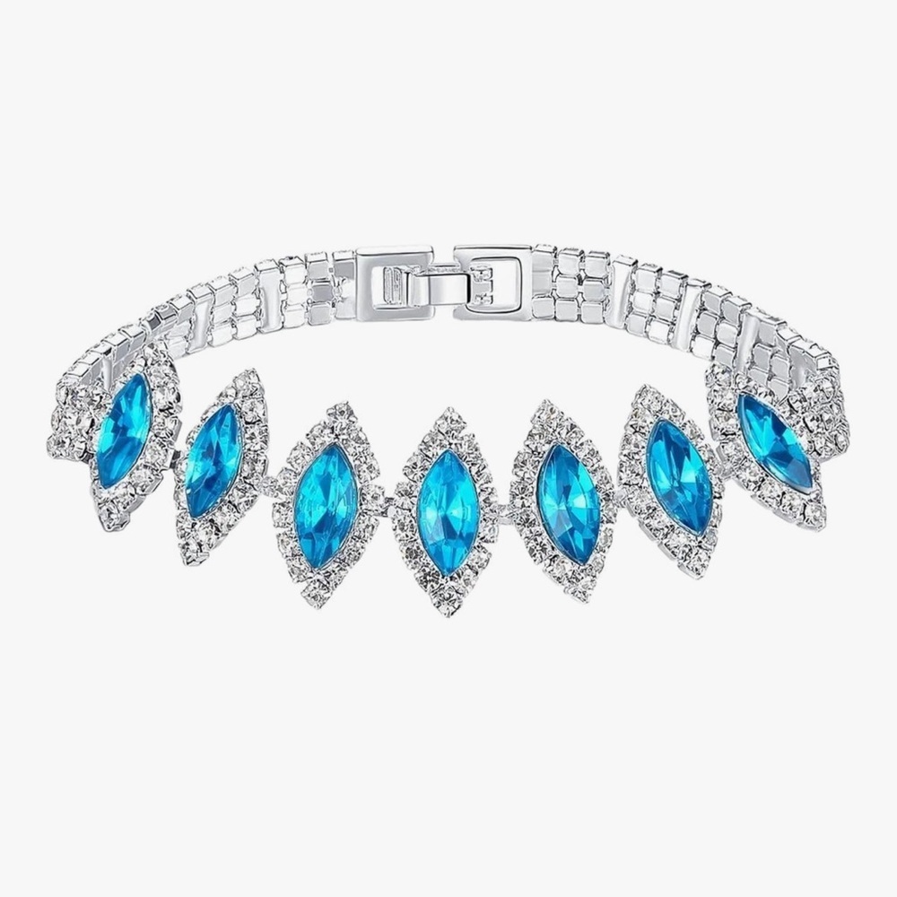 Silver & Blue Cubic Zirconia Bracelet